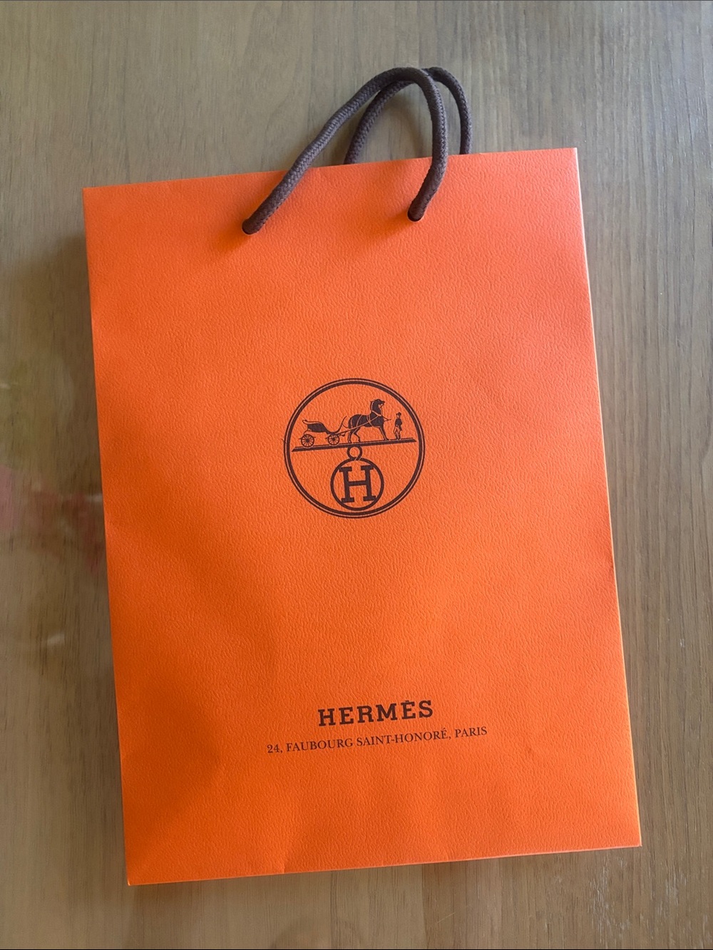 Bundle of authentic Hermes gift bag and ribbon